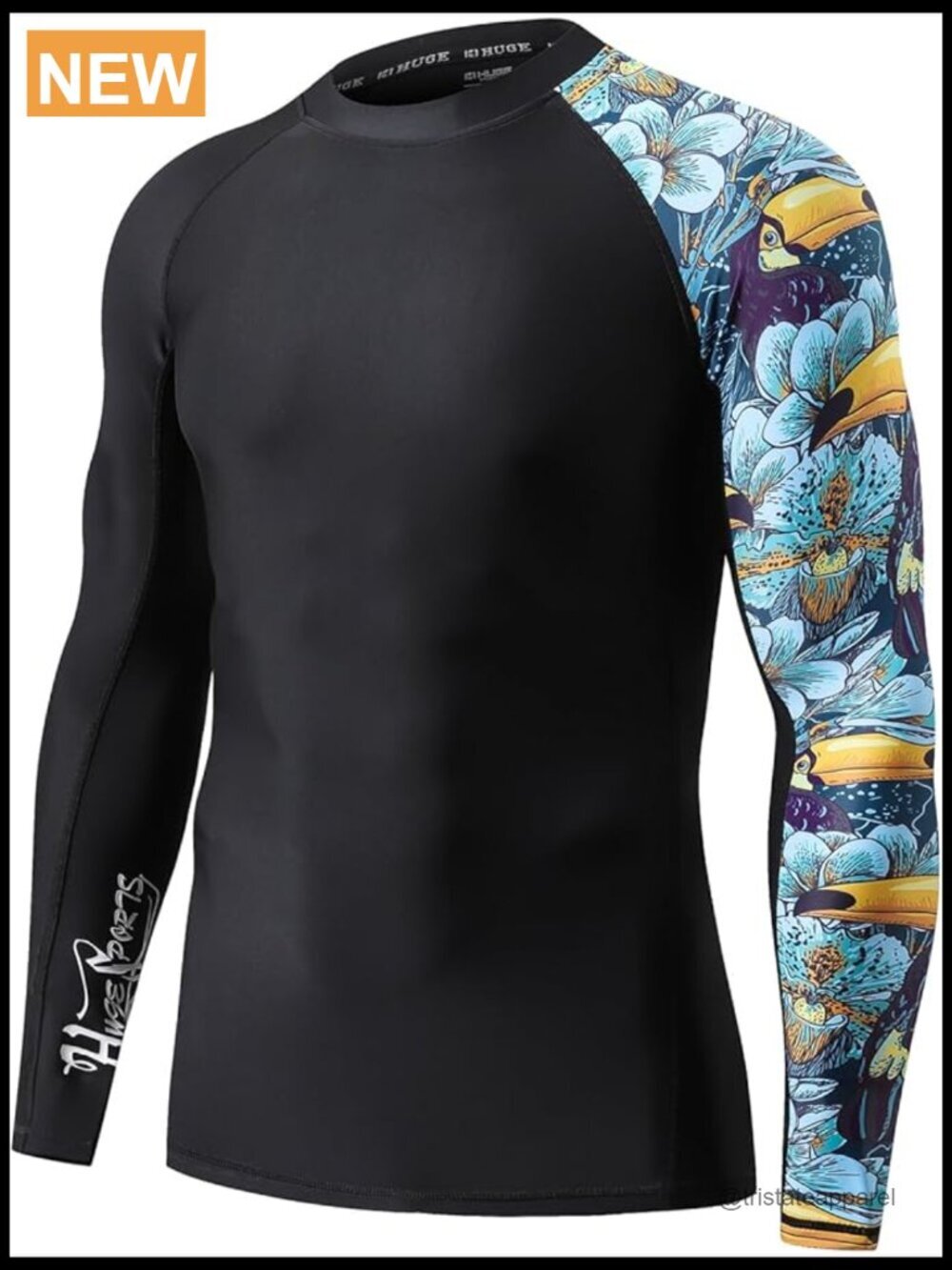 Men's Long Sleeve Rash Guard UPF 50+ Sun Protection Quick Dry Compression Swim